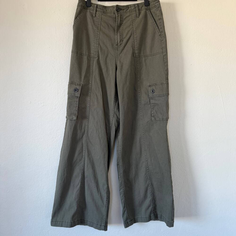 Ana Green high rise wide leg cargo pants